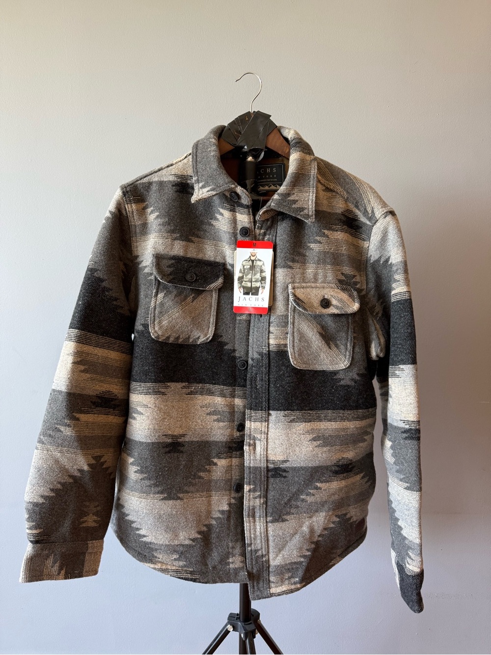 Jachs Men's Gray & Brown Aztec Pattern Lightweight Shacket
